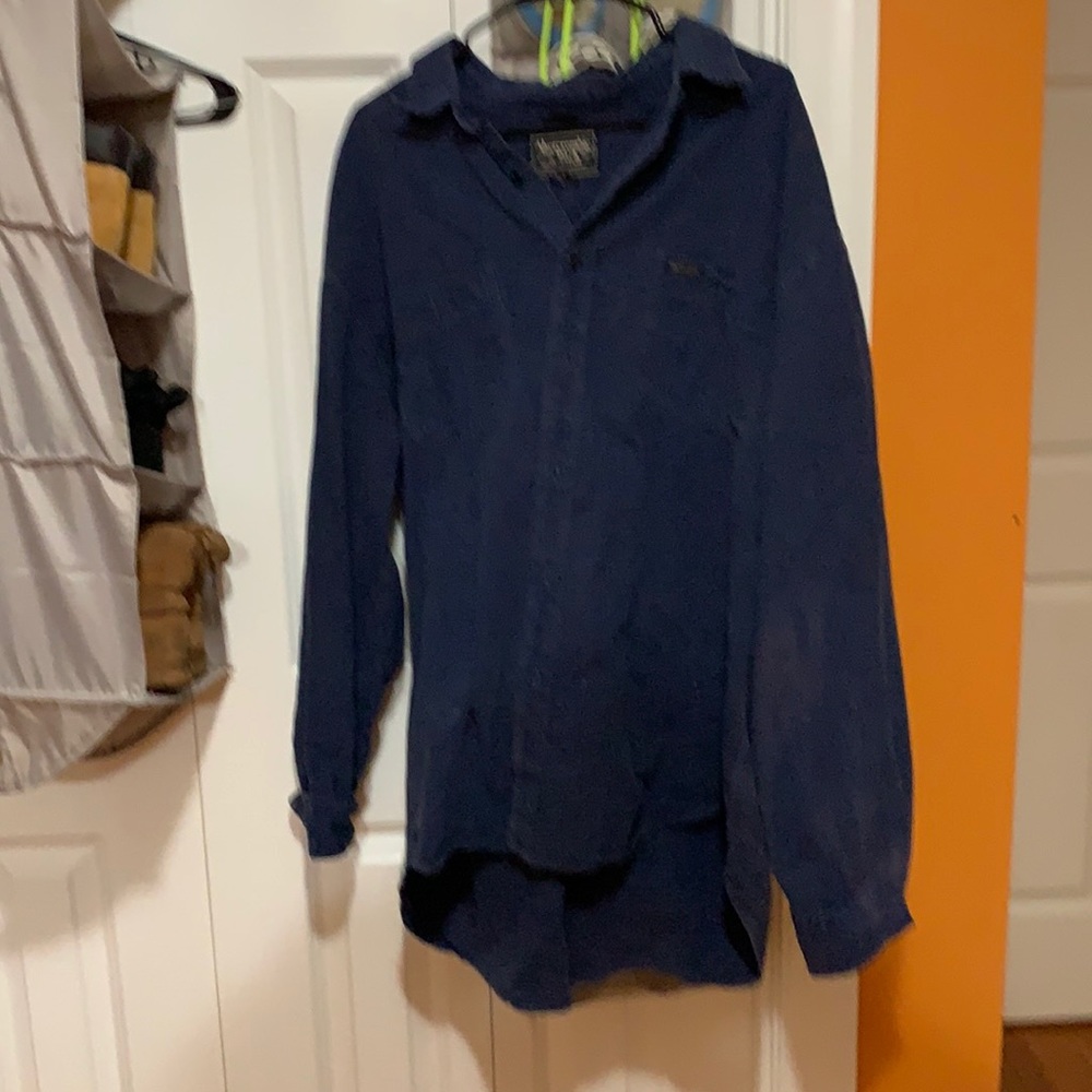 Abercrombie flannel navy blue button down
